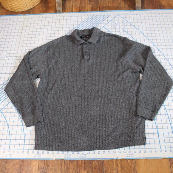Pierre Cardin Gray Cotton Long Sleeve Pullover 2 Button Jersey, XL - Picture 1 of 8